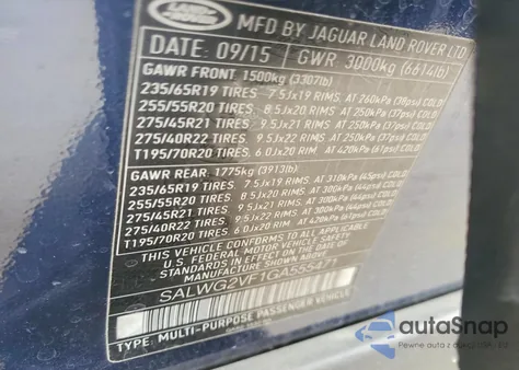 2016 Land Rover Range Rover Sport Se from USA, damaged, VIN SALWG2VF1GA555471